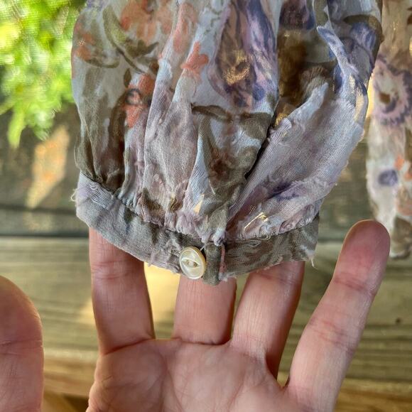 Rebecca Taylor Women's Semi Sheer Lightweight Floral Blouse Size 0 - Picture 5 of 9